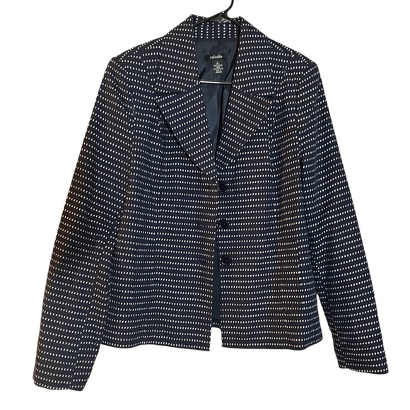 Rafaella Women's dark academia Blazer Collared Button Closure Blue White Size 16 - Picture 1 of 9